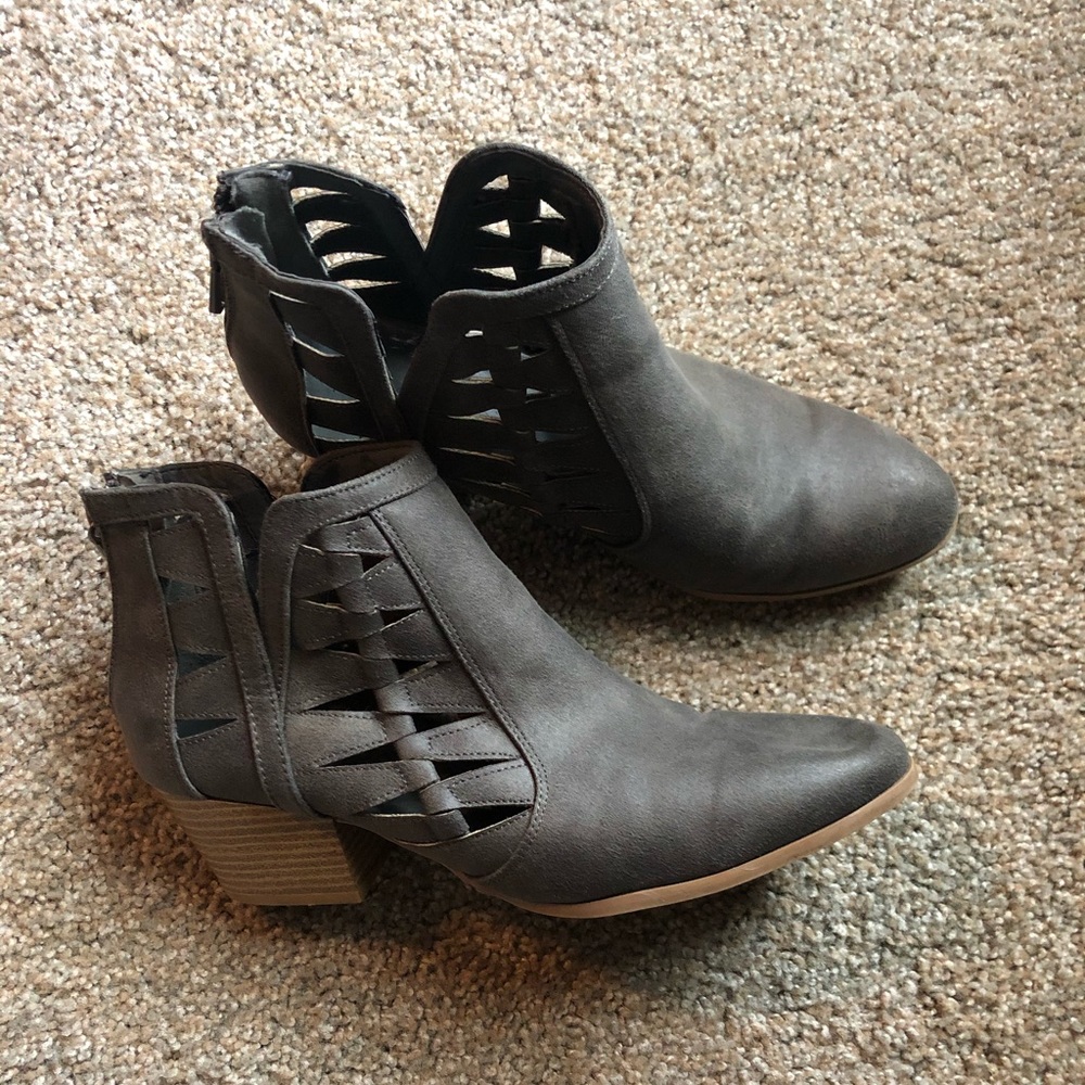 Slate Gray Booties with Cutouts